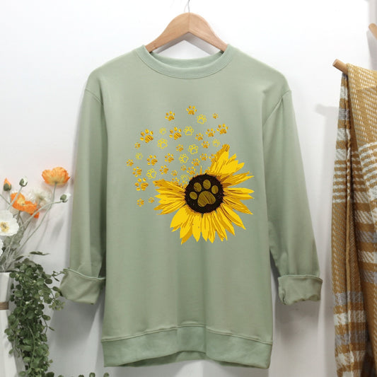 Sunflower dog paw Women Casual Sweatshirt
