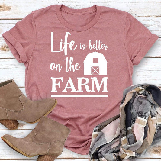 HYC - life is better at the farm village life T-shirt Tee -03877