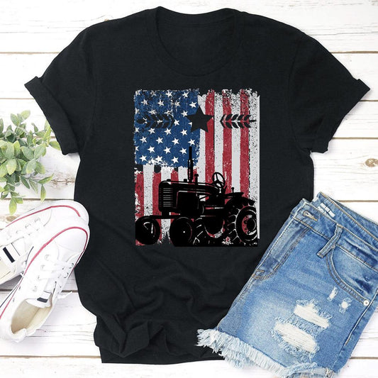 HYC - USA Flag Farmer American Farmers T-Shirt-03786