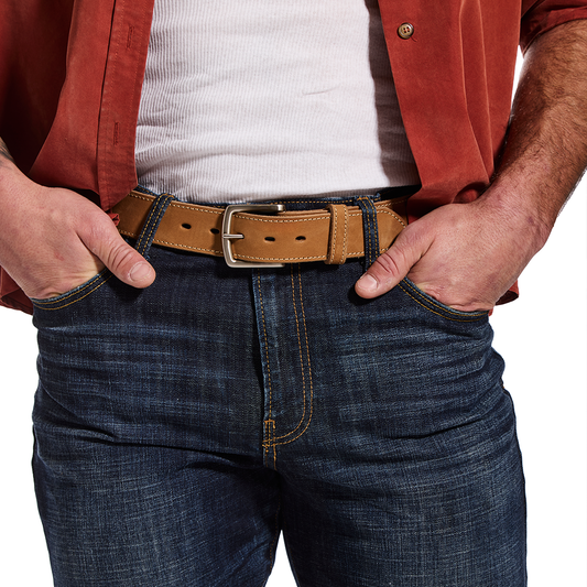 Tan Suede Stitched Belt