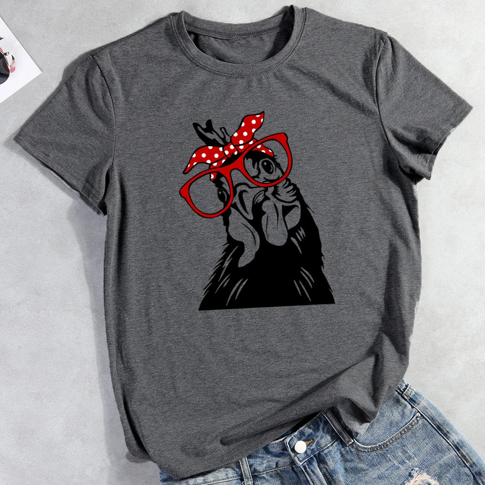 PSL - Funny glasses chicken T-shirt Tee -03954