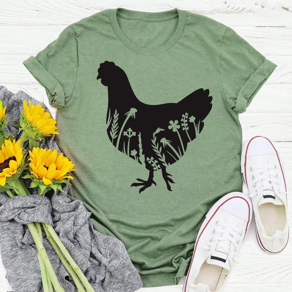 PSL - Flowers chicken village life T-shirt Tee -04054