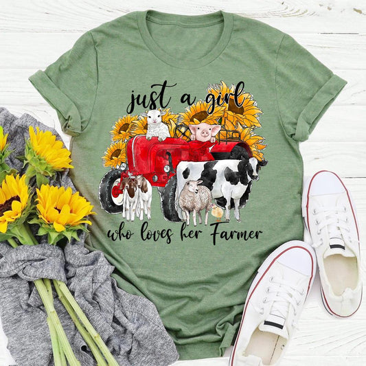 HYC - Just A Girl Who Loves Her Farmer T-Shirt-05673