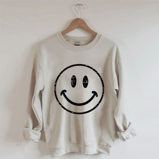 Vintage Look Smile Face Crewneck Sweatshirt