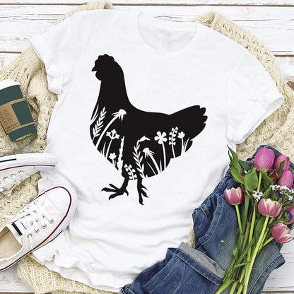 PSL - Flowers chicken village life T-shirt Tee -04054