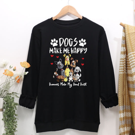 Dogs Make Me Happy Women Casual Sweatshirt