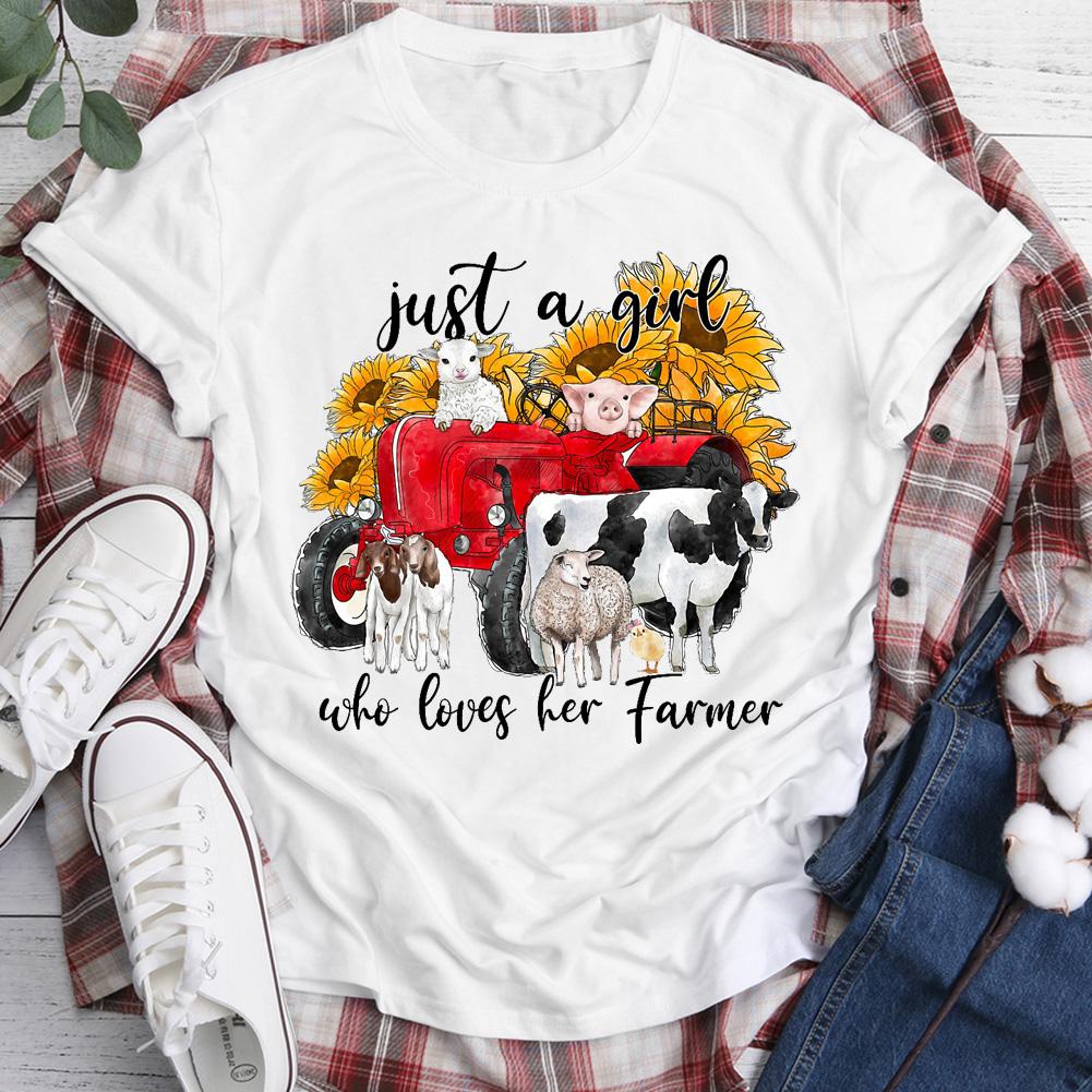 HYC - Just A Girl Who Loves Her Farmer T-Shirt-05673