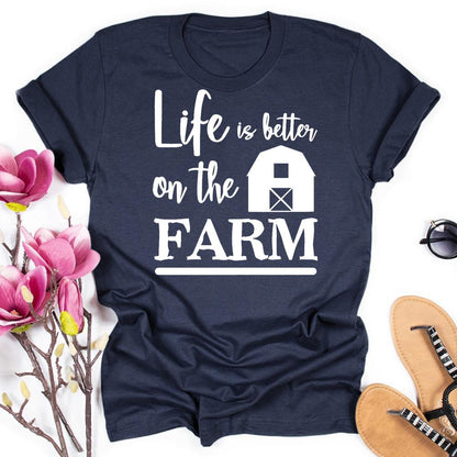 HYC - life is better at the farm village life T-shirt Tee -03877
