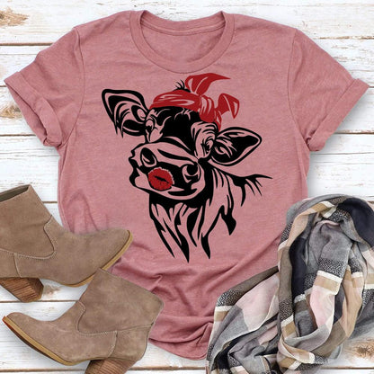 HYC - cow village life T-shirt Tee -03953