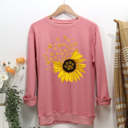 Sunflower dog paw Women Casual Sweatshirt