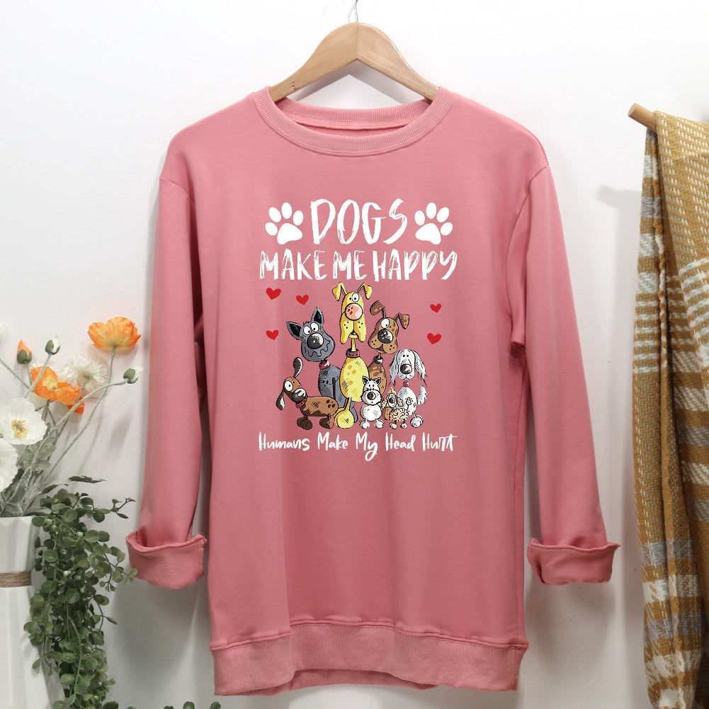 Dogs Make Me Happy Women Casual Sweatshirt