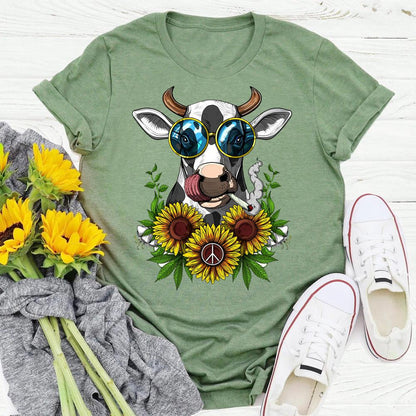 HYC - Hippie Cow Stoner T-Shirt-05797