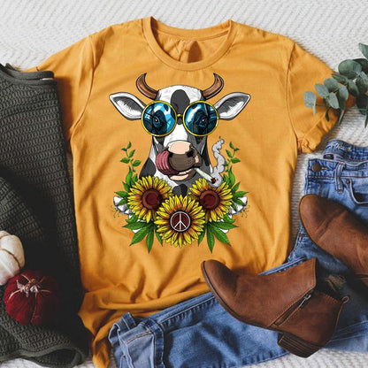 HYC - Hippie Cow Stoner T-Shirt-05797