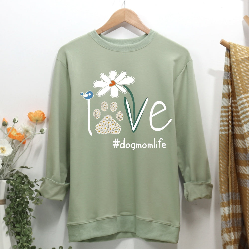 Love Dog Mom Life Daisy Women Casual Sweatshirt