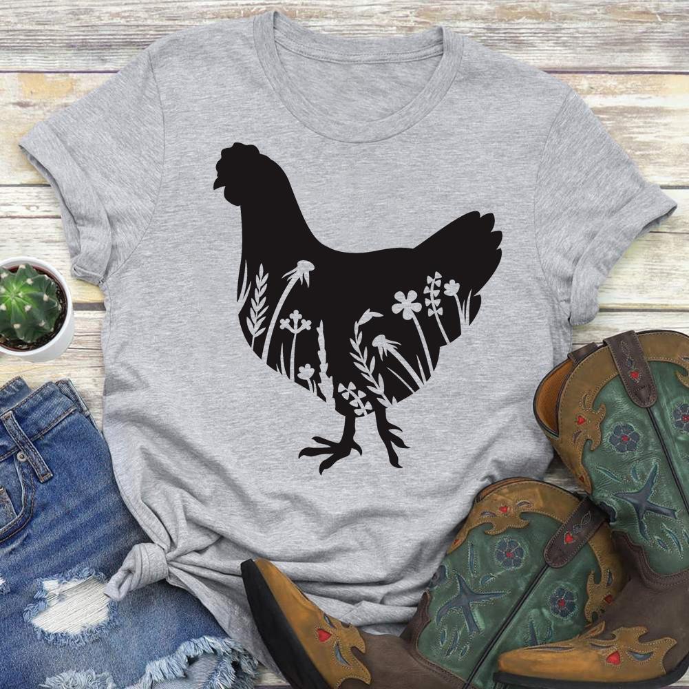 PSL - Flowers chicken village life T-shirt Tee -04054