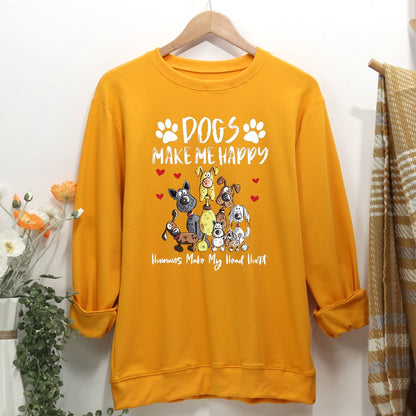 Dogs Make Me Happy Women Casual Sweatshirt