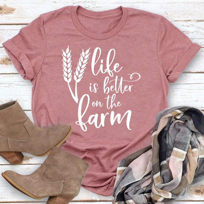 HYC - life is better on the farm village life T-shirt Tee -03884