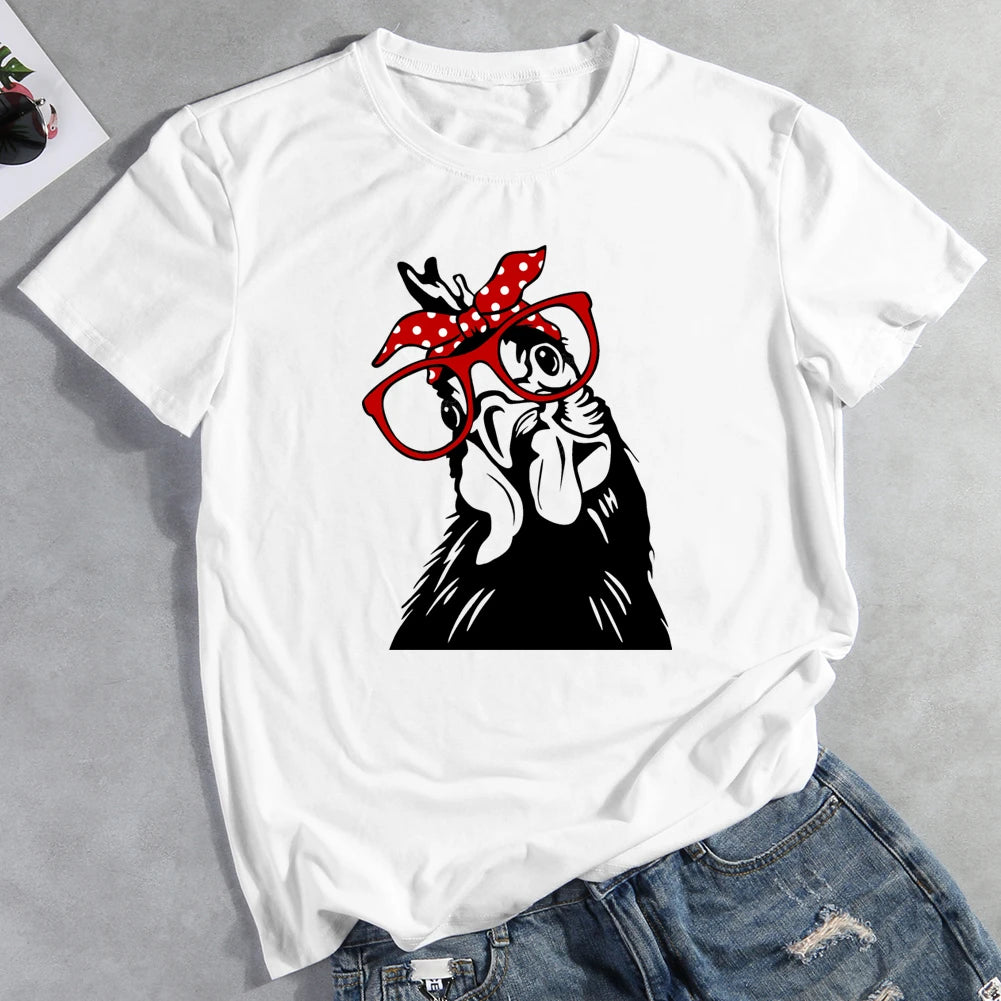 PSL - Funny glasses chicken T-shirt Tee -03954