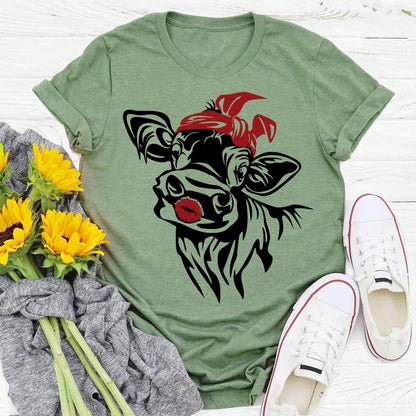 HYC - cow village life T-shirt Tee -03953