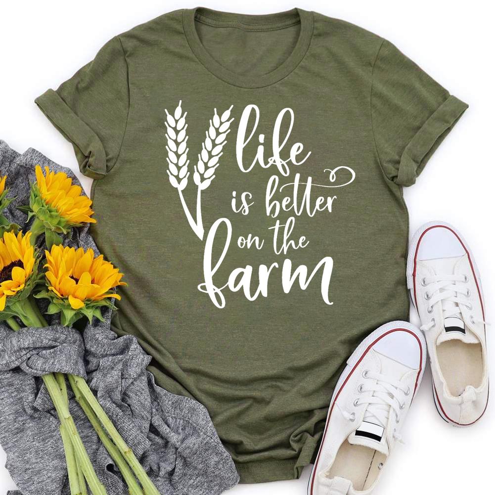 HYC - life is better on the farm village life T-shirt Tee -03884