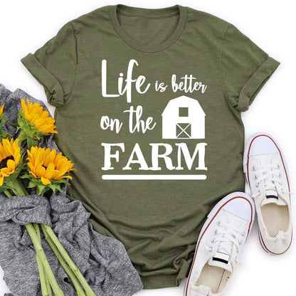 HYC - life is better at the farm village life T-shirt Tee -03877