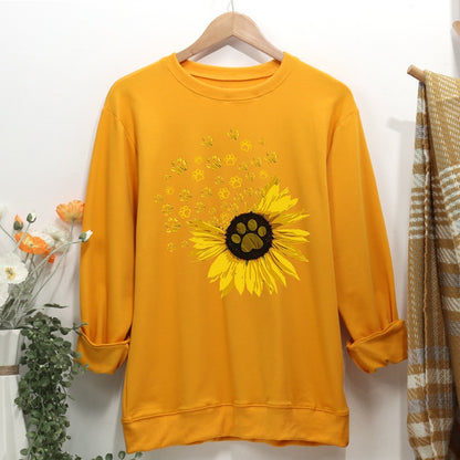 Sunflower dog paw Women Casual Sweatshirt
