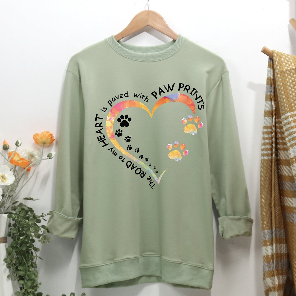 Dog Paw Heart Women Casual Sweatshirt