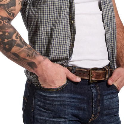 Distressed Extra Thick Double Stitched Belt