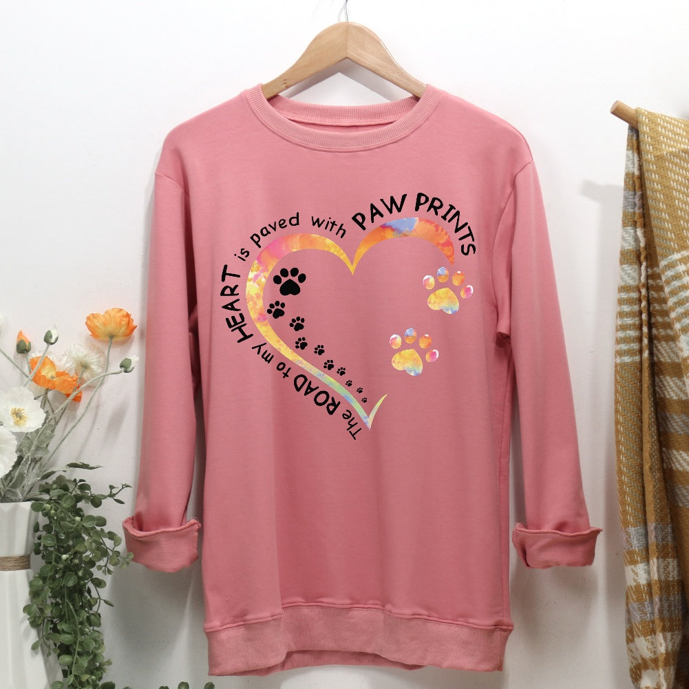 Dog Paw Heart Women Casual Sweatshirt