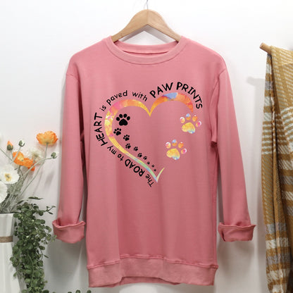 Dog Paw Heart Women Casual Sweatshirt