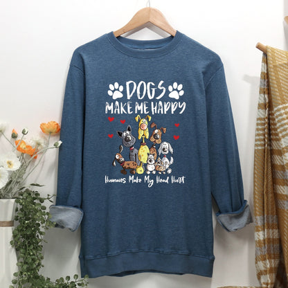 Dogs Make Me Happy Women Casual Sweatshirt