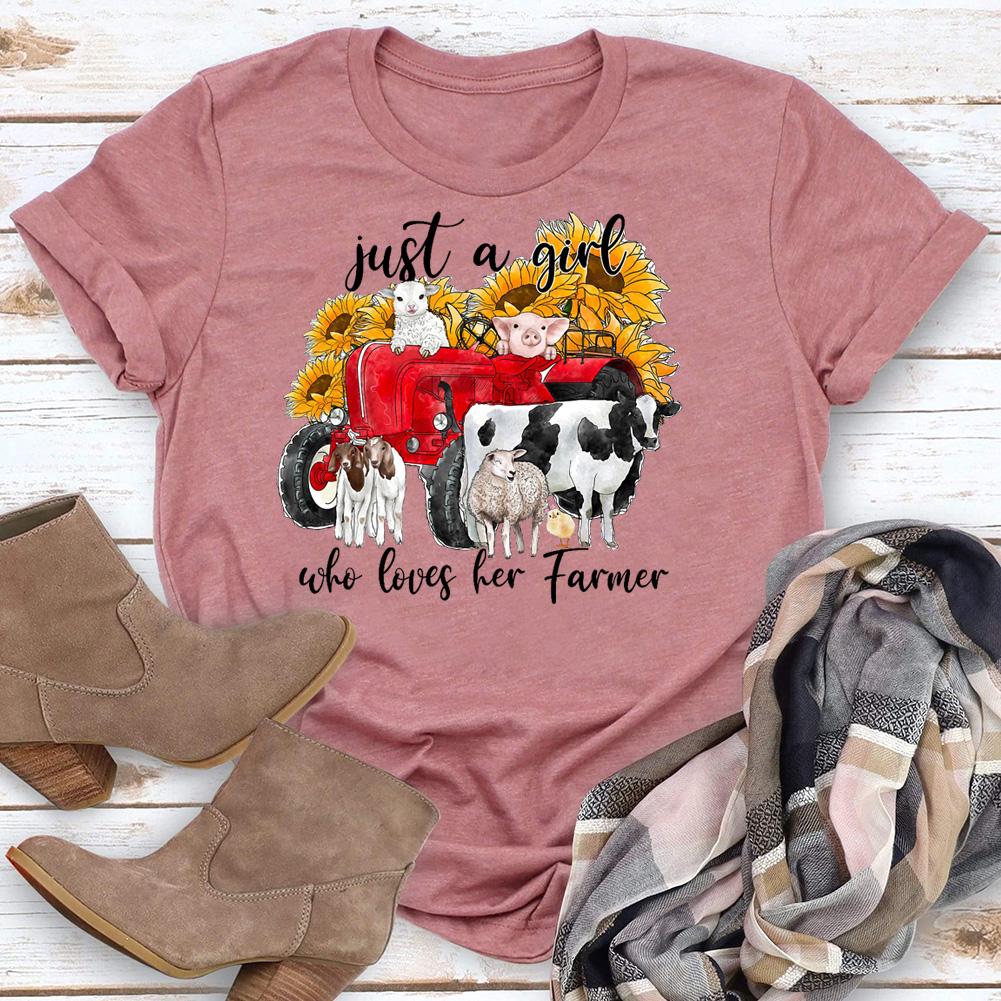 HYC - Just A Girl Who Loves Her Farmer T-Shirt-05673