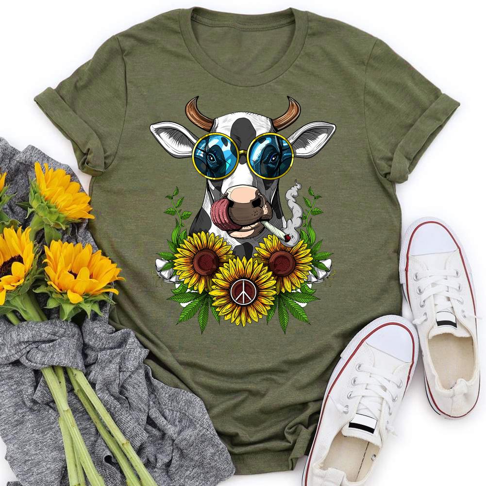 HYC - Hippie Cow Stoner T-Shirt-05797