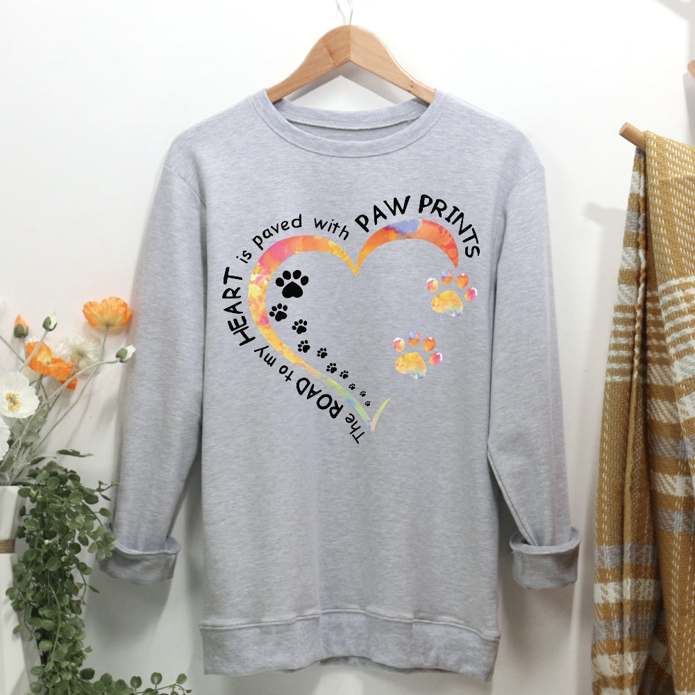 Dog Paw Heart Women Casual Sweatshirt