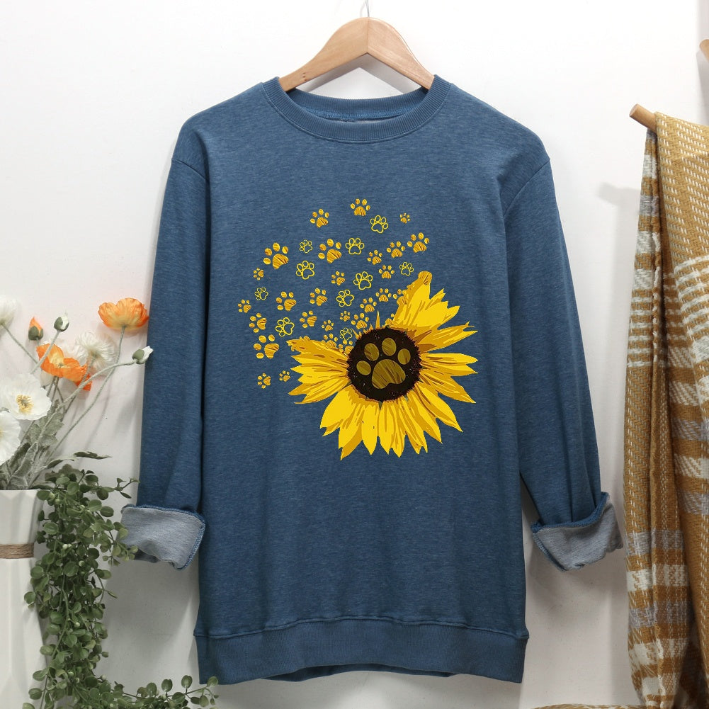 Sunflower dog paw Women Casual Sweatshirt