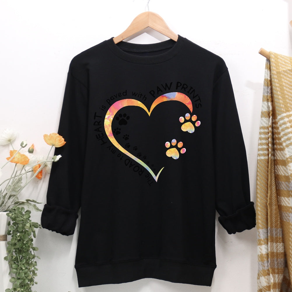 Dog Paw Heart Women Casual Sweatshirt