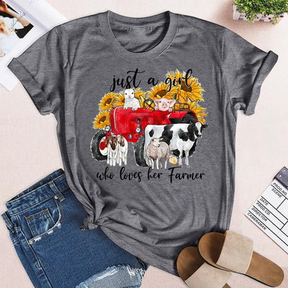 HYC - Just A Girl Who Loves Her Farmer T-Shirt-05673