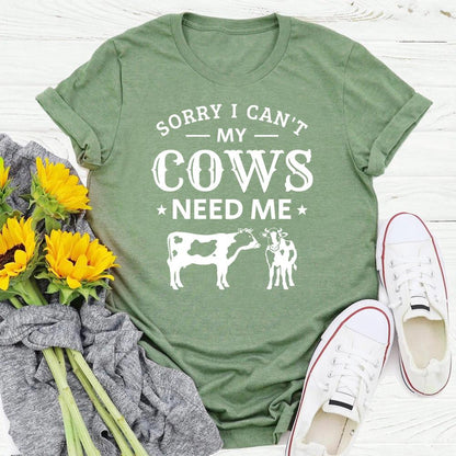 HYC - sorry I can't my cow need me village life T-shirt Tee -04876