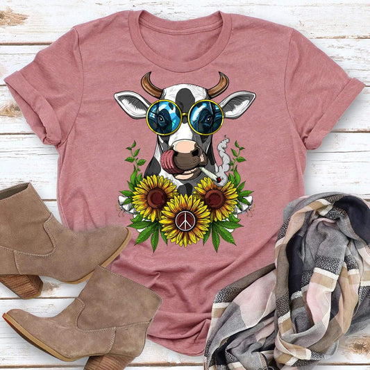 HYC - Hippie Cow Stoner T-Shirt-05797
