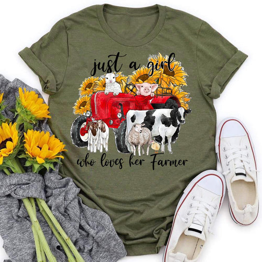 HYC - Just A Girl Who Loves Her Farmer T-Shirt-05673