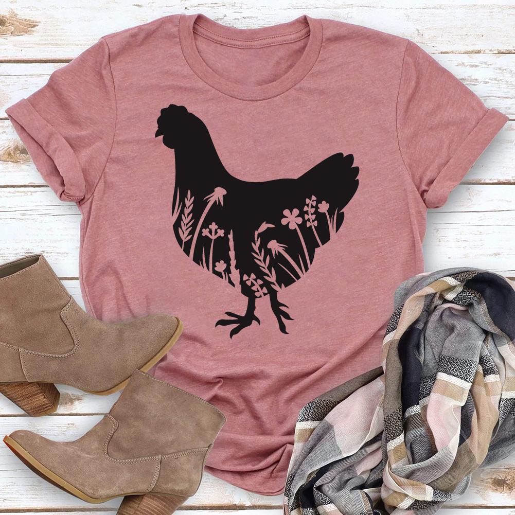 PSL - Flowers chicken village life T-shirt Tee -04054