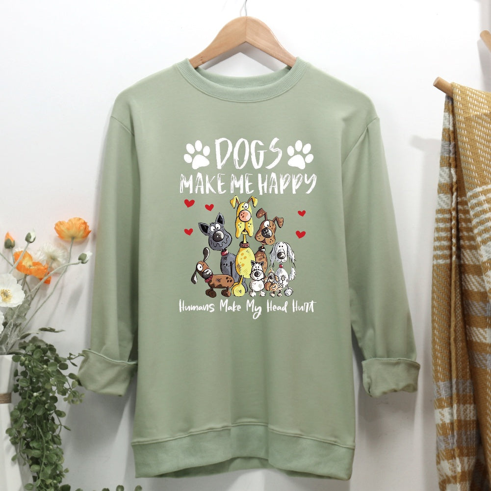 Dogs Make Me Happy Women Casual Sweatshirt