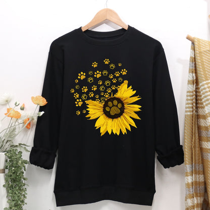 Sunflower dog paw Women Casual Sweatshirt