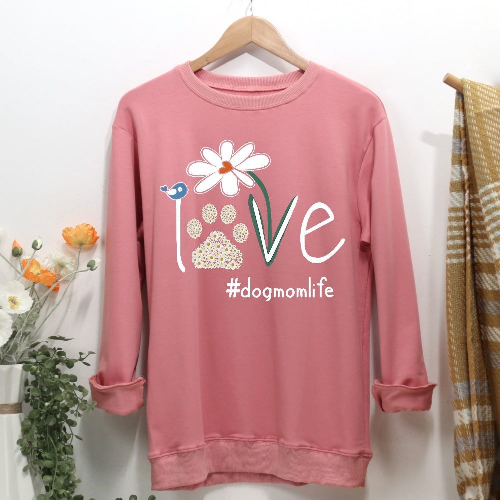 Love Dog Mom Life Daisy Women Casual Sweatshirt