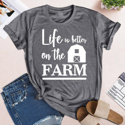 HYC - life is better at the farm village life T-shirt Tee -03877