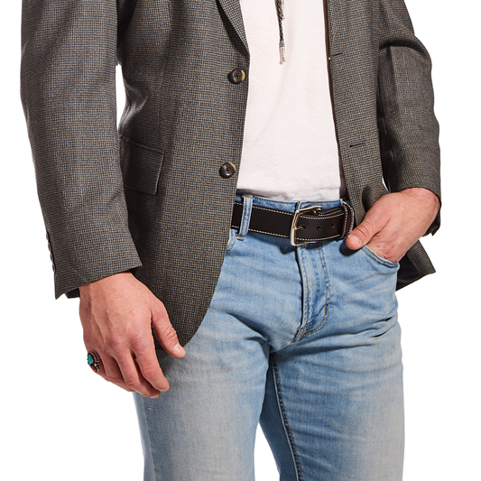 White Stitched Dress Belt